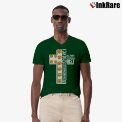 Men’s Clemson University Tiger Paw I Can Do All Things Through Christ Who Strengthens Me V-Neck Tee in forest green | Sharp, Breathable, Everyday Staple