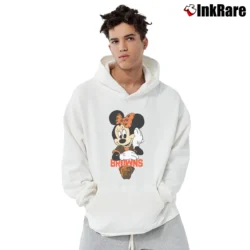 Men’s Cleveland Browns Football Mimi Mouse Walt Disney Pullover Hoodie in white | Cozy, Durable, Modern Fit