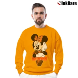 Men’s Cleveland Browns Football Mimi Mouse Walt Disney Crewneck Sweatshirt in orange | Cozy Fabric, Clean Style