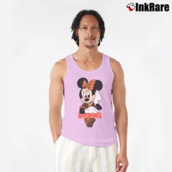 Men’s Cleveland Browns Football Mimi Mouse Walt Disney Tank Top in light pink | Breathable, Active-Friendly Design