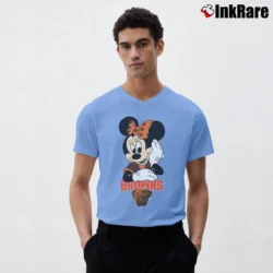Men’s Cleveland Browns Football Mimi Mouse Walt Disney V-Neck Tee in light blue | Sharp, Breathable, Everyday Staple