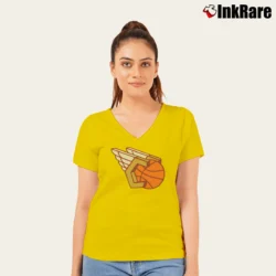 Women’s cleveland cavaliers wings logo for NBA Fans V-Neck Tee in yellow | Chic Neckline, Soft Texture