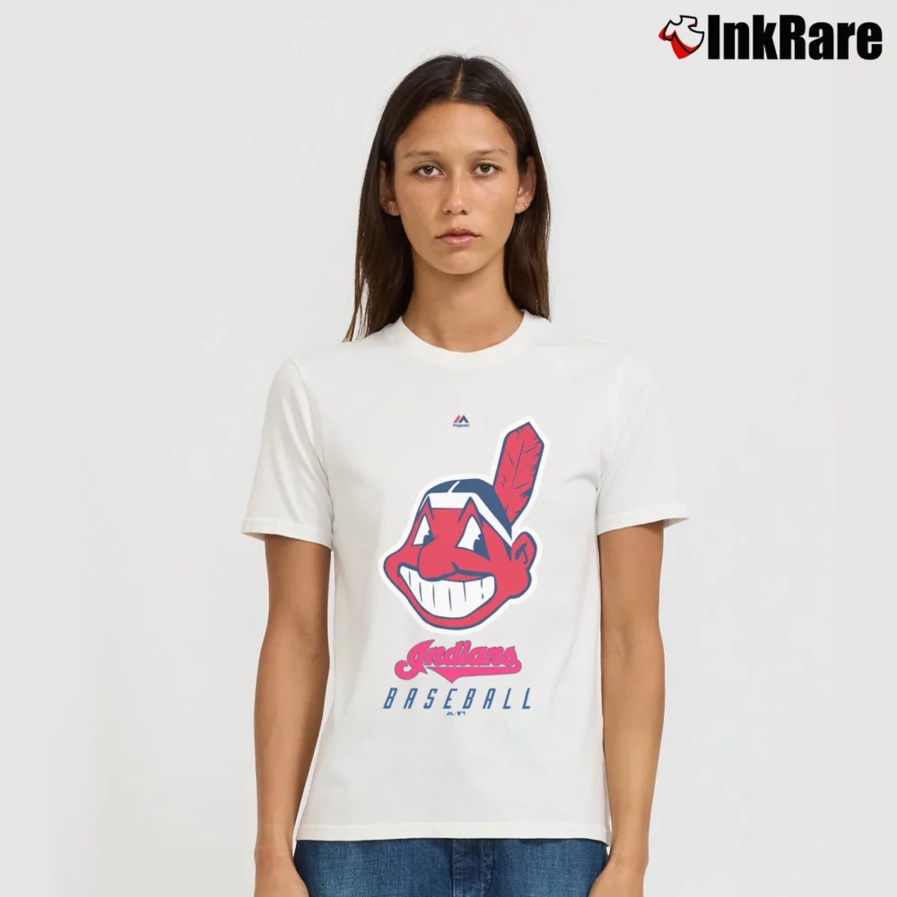 Women’s Cleveland Indians Chief Wahoo Logo Signature T-Shirt in white | Soft, Flattering Fit