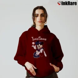 Women’s Cleveland Indians Mickey Mouse Baseball Team Cozy Hoodie in maroon | Warm, Structured, Stylish