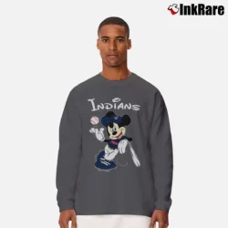 Men’s Cleveland Indians Mickey Mouse Baseball Team Long-Sleeve Shirt in charcoal | Sleek, Lightweight, Year-Round Wear