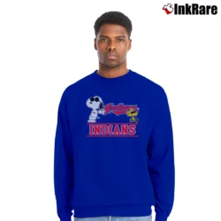 Men’s Cleveland Indians Snoopy Woodstock Crewneck Sweatshirt in royal blue | Cozy Fabric, Clean Style