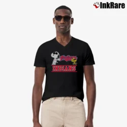 Men’s Cleveland Indians Snoopy Woodstock V-Neck Tee in black | Sharp, Breathable, Everyday Staple