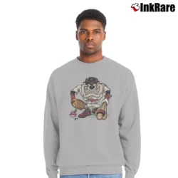 Men’s Cleveland Indians Taz Looney Tunes Baseball Crewneck Sweatshirt in sport grey | Cozy Fabric, Clean Style