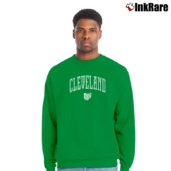 Men’s Cleveland Ohio City Pride Graphic Crewneck Sweatshirt in irish green | Cozy Fabric, Clean Style