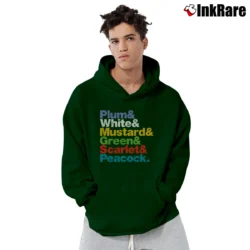 Men’s Clue Movie Character Names Pullover Hoodie in forest green | Cozy, Durable, Modern Fit