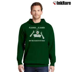 Men’s Clue Movie Flames Flames On The Side Of My Face Pullover Hoodie in forest green | Cozy, Durable, Modern Fit