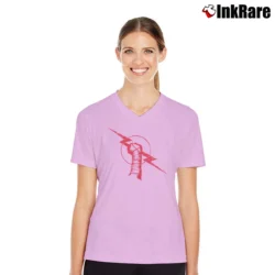 Women’s cm punk logo for Pro Wrestling Fans V-Neck Tee in light pink | Chic Neckline, Soft Texture