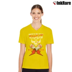 Women’s cm punk pro wrestling best in the world for Hardcore Fans V-Neck Tee in yellow | Chic Neckline, Soft Texture