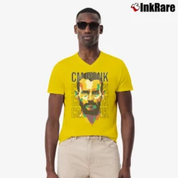 Men’s cm punk wpap style for Art and Wrestling Lovers V-Neck Tee in yellow | Sharp, Breathable, Everyday Staple
