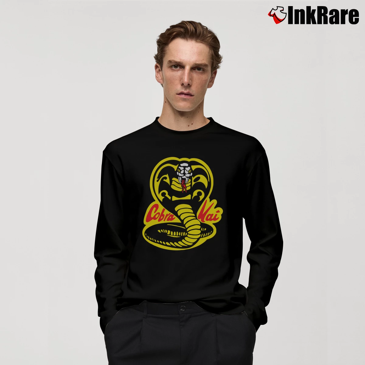 Men’s Cobra Kai Dojo Logo Long-Sleeve Shirt in black | Sleek, Lightweight, Year-Round Wear