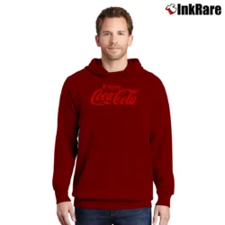Men’s Coca Cola Enjoy Logo Red Graphic Pullover Hoodie in maroon | Cozy, Durable, Modern Fit
