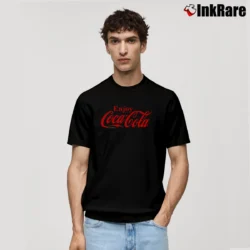 Men’s Coca Cola Enjoy Logo Red Graphic Classic T-Shirt in black | Soft, Breathable Everyday Wear