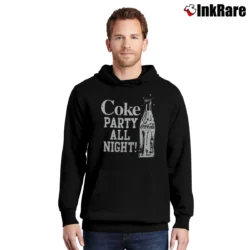 Men’s Coca Cola Party All Night Pullover Hoodie in black | Cozy, Durable, Modern Fit