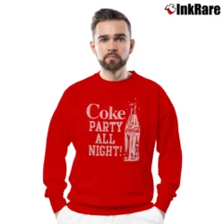 Men’s Coca Cola Party All Night Crewneck Sweatshirt in red | Cozy Fabric, Clean Style