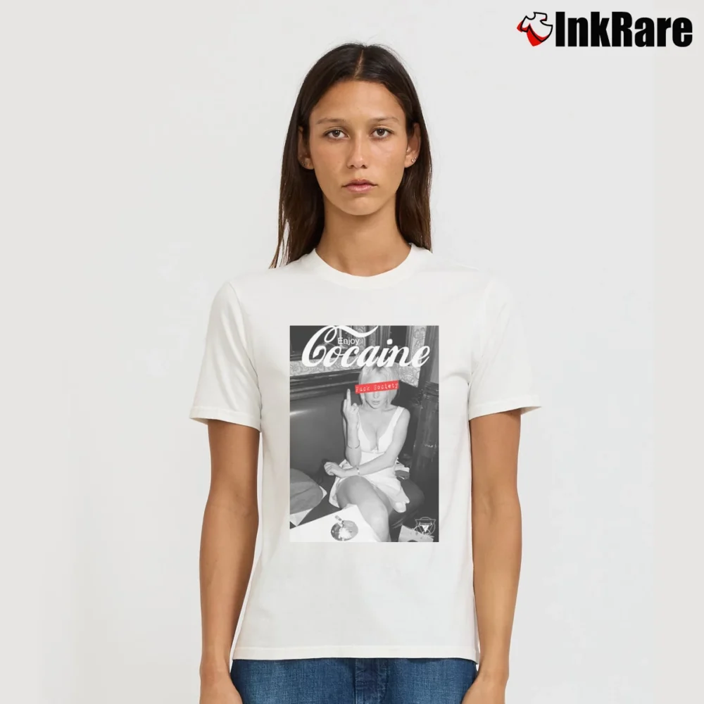 Women’s Cocaine Kate Moss Fashion Finger Signature T-Shirt in white | Soft, Flattering Fit