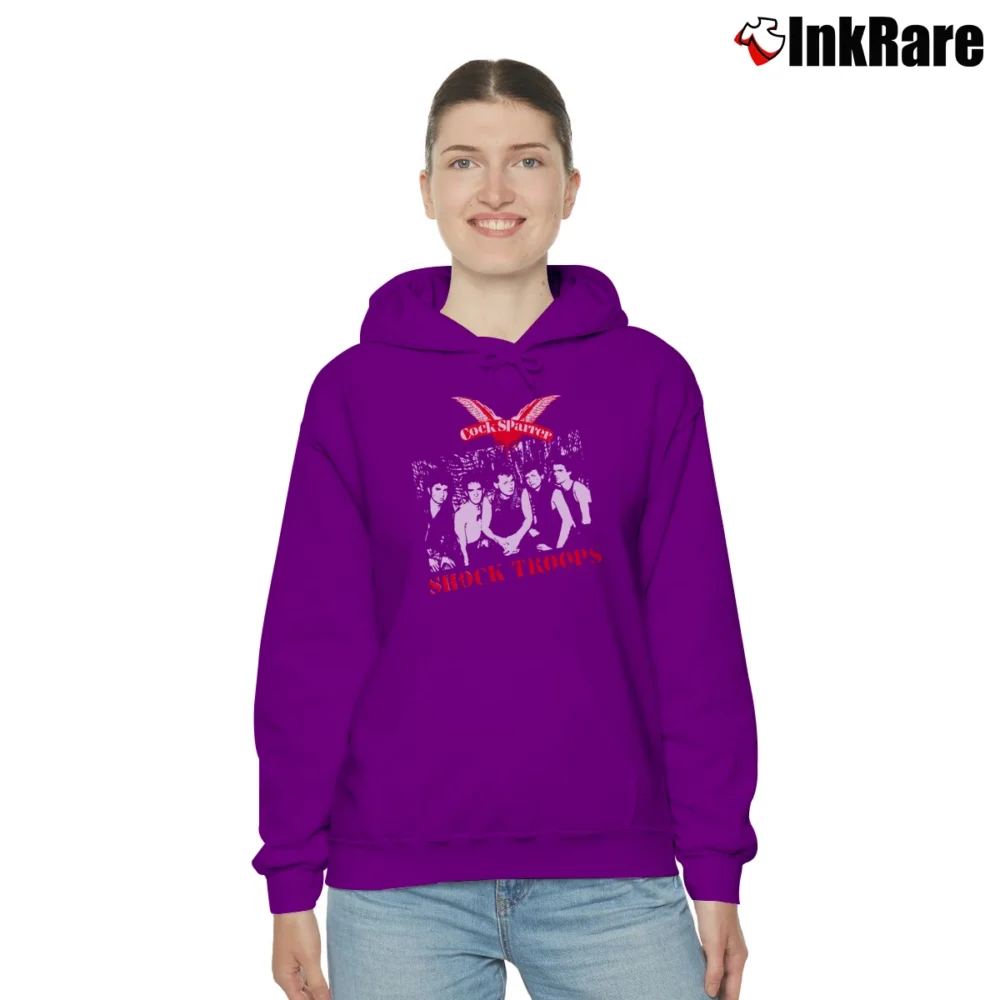 Women’s Cock Sparrer Shock Troops Cozy Hoodie in purple | Warm, Structured, Stylish