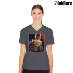 Women’s Cody Rhodes Backlash France V-Neck Tee in charcoal | Chic Neckline, Soft Texture