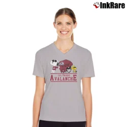 Women’s Colorado Avalanche Snoopy Woodstock V-Neck Tee in sport grey | Chic Neckline, Soft Texture