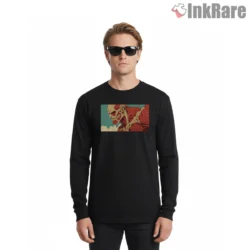 Colossal Titan Sea Wall Vintage Poster Shirt on black long sleeve shirt for men graphic tee