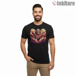 Colossal Titan Smoke Burst Battlefield Shirt on black short sleeve shirt for men graphic tee