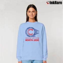 Women’s Come To The North Side Millennium Falcon Chicago Cubs Relaxed Sweatshirt in light blue | Soft, Laid-Back Vibe