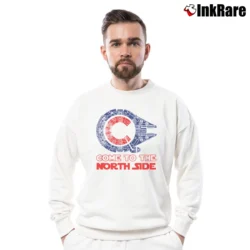 Men’s Come To The North Side Millennium Falcon Chicago Cubs Crewneck Sweatshirt in white | Cozy Fabric, Clean Style
