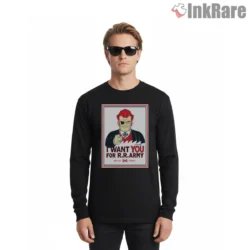 Commander Red Ribbon Army Recruitment Shirt on black long sleeve shirt for men graphic tee