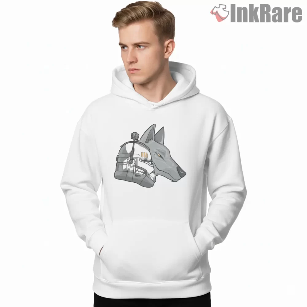 Commander Wolffe Wolf Emblem Fusion Shirt on white hoodie for men graphic tee