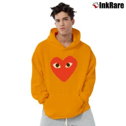 Men’s Comme Des Garcons Inspired Pullover Hoodie in orange | Cozy, Durable, Modern Fit