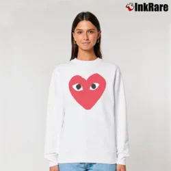 Women’s Comme Des Garcons Inspired Relaxed Sweatshirt in white | Soft, Laid-Back Vibe