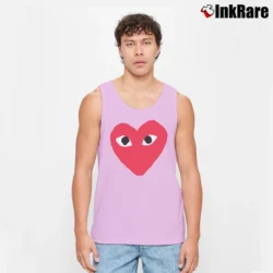 Men’s Comme Des Garcons Inspired Tank Top in light pink | Breathable, Active-Friendly Design