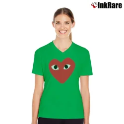 Women’s Comme Des Garcons Inspired V-Neck Tee in irish green | Chic Neckline, Soft Texture
