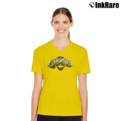 Women’s Commodores Band Logo V-Neck Tee in yellow | Chic Neckline, Soft Texture
