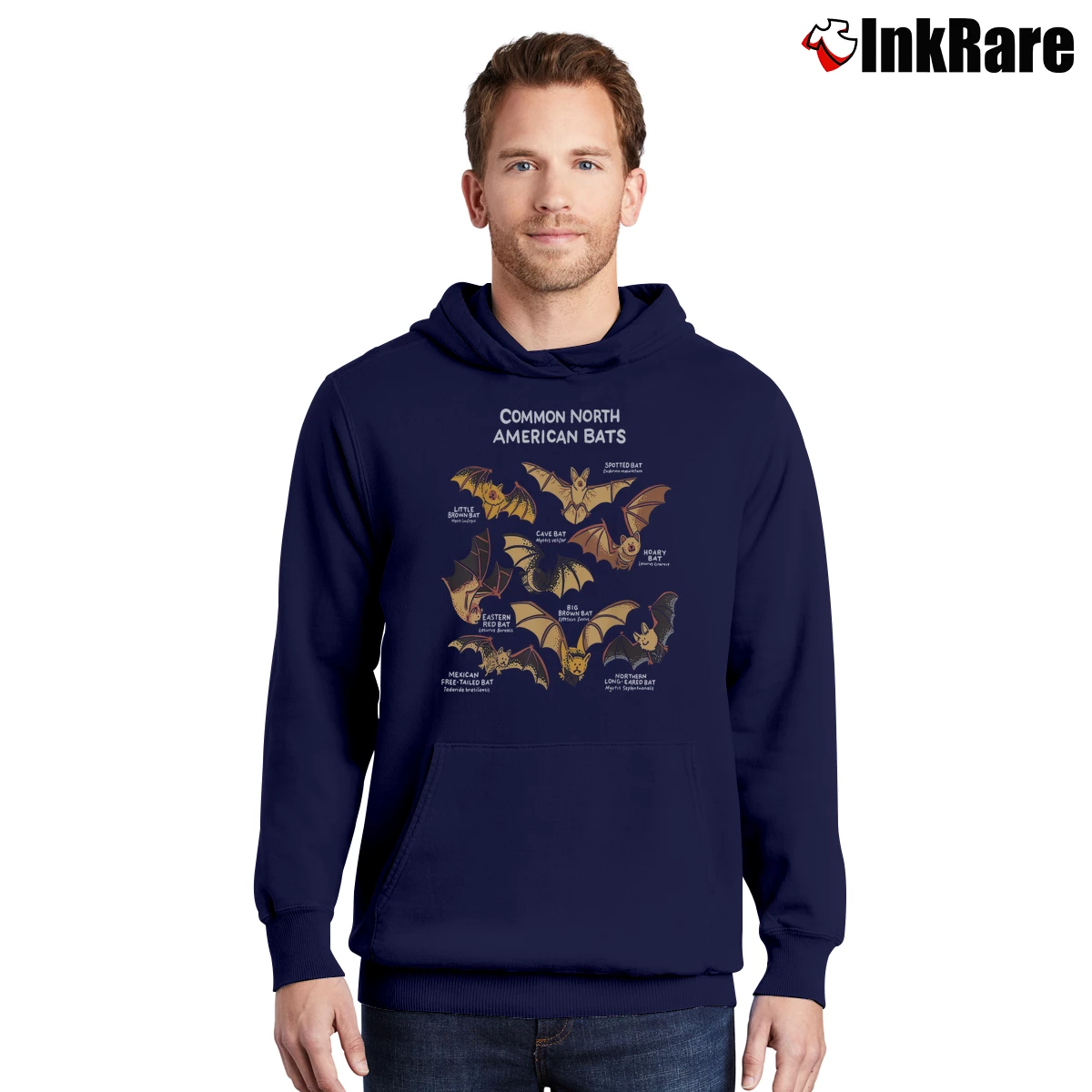 Men’s Common North America Bats Pullover Hoodie in navy | Cozy, Durable, Modern Fit