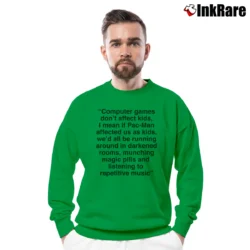 Men’s Computer Games Don't Affect Us Crewneck Sweatshirt in irish green | Cozy Fabric, Clean Style