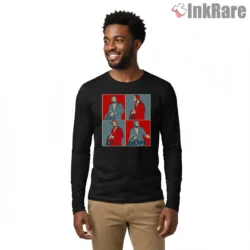 Confused Travolta Pop Art Dope Shirt on black long sleeve shirt for men graphic tee