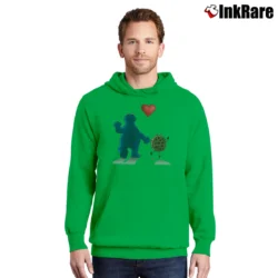 Men’s Cookie Friends Funny Parody Humor Pullover Hoodie in irish green | Cozy, Durable, Modern Fit