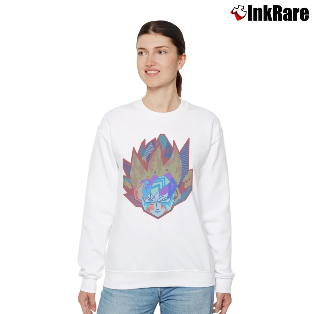 Women’s Cool Goku Sound Activated DJ EDM LED Relaxed Sweatshirt in white | Soft, Laid-Back Vibe