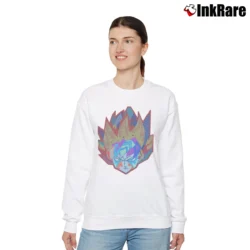 Women’s Cool Goku Sound Activated DJ EDM LED Relaxed Sweatshirt in white | Soft, Laid-Back Vibe