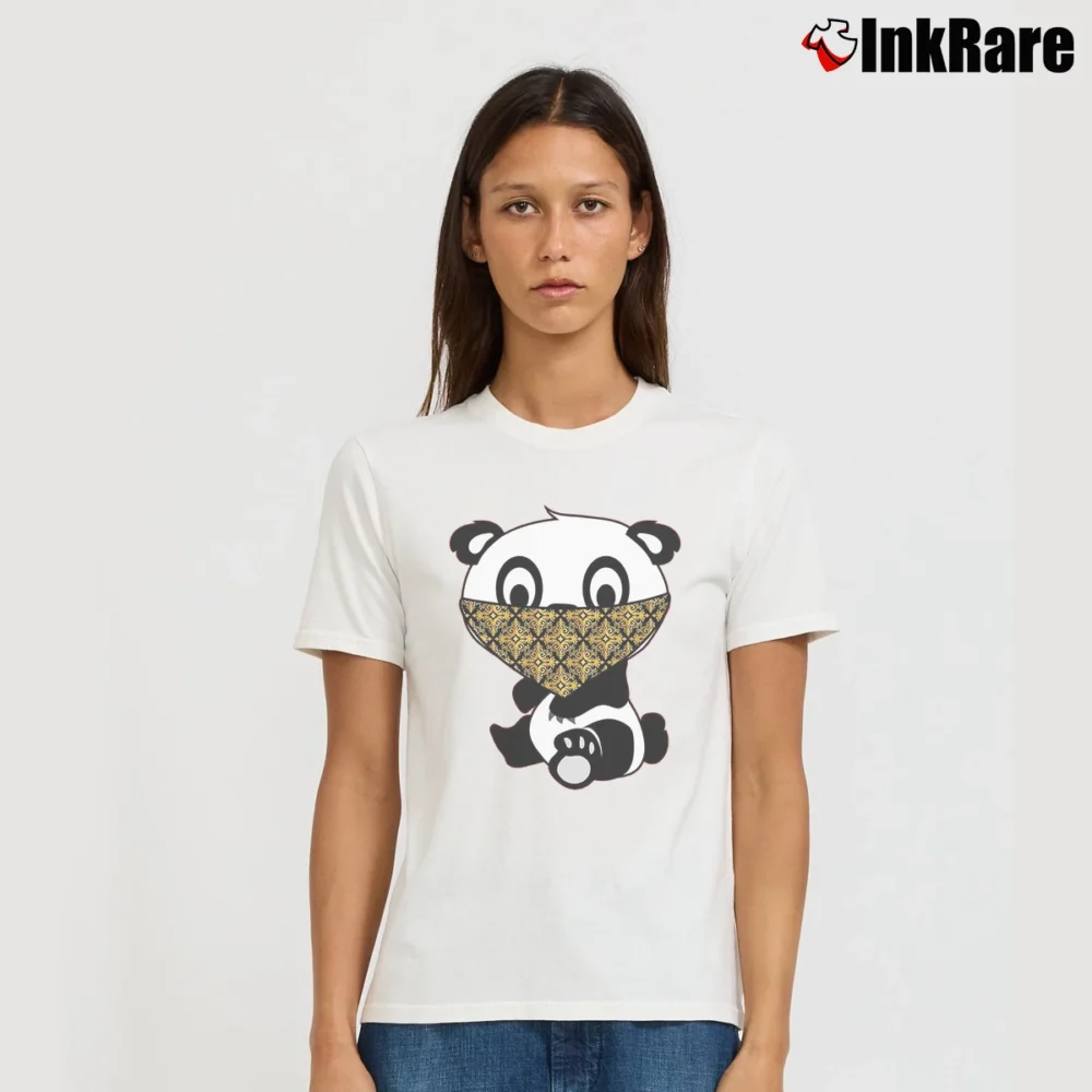 Women’s Cool Panda Bear Cute Gangster Graphic Signature T-Shirt in white | Soft, Flattering Fit