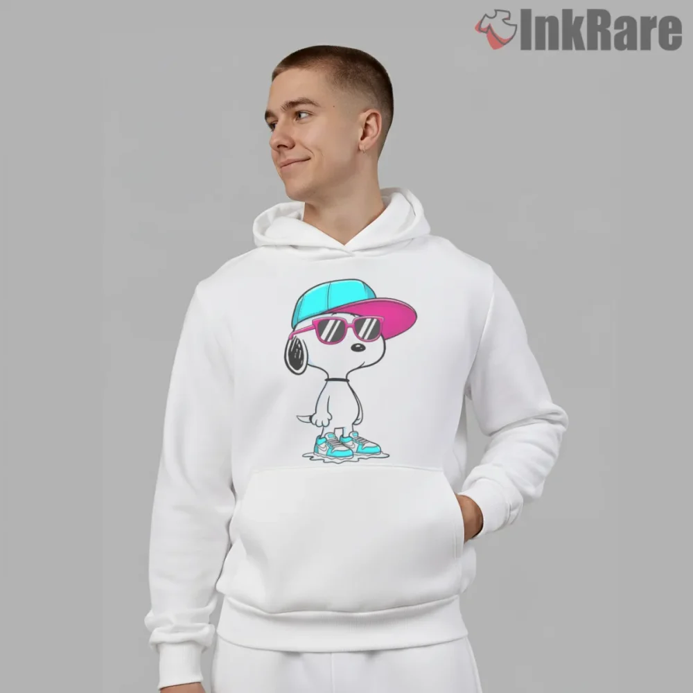 Cool Snoopy Streetwear Retro Pop Art Shirt on white hoodie for men graphic tee