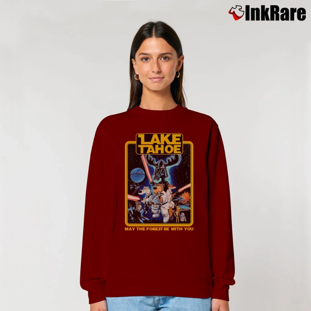 Women’s Cool Star Wars Lake Tahoe Japanese Brand Parody Relaxed Sweatshirt in maroon | Soft, Laid-Back Vibe