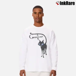 Men’s Coraline Cat Movie Graphic Long-Sleeve Shirt in white | Sleek, Lightweight, Year-Round Wear