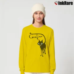 Women’s Coraline Cat Movie Graphic Long-Sleeve Top in yellow | Sleek, Versatile, All-Season