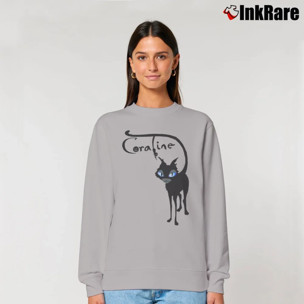 Women’s Coraline Cat Movie Graphic Relaxed Sweatshirt in sport grey | Soft, Laid-Back Vibe
